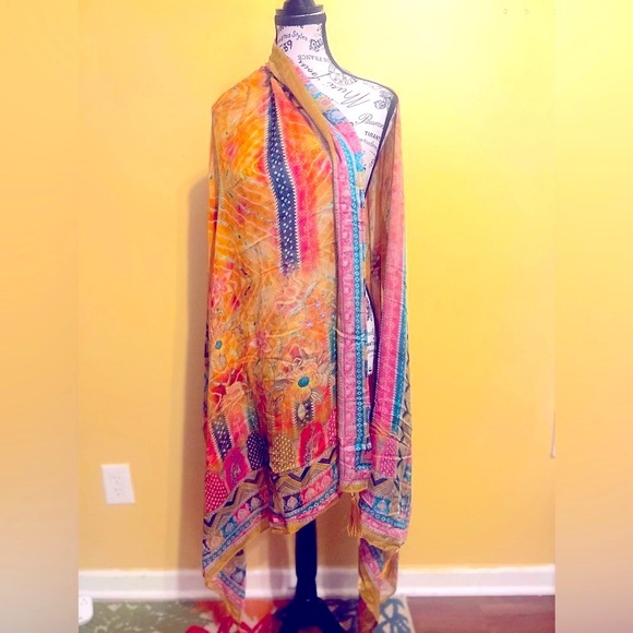 Multi-coloured Pure Pashmina Shawl  EUC - Picture 1 of 6